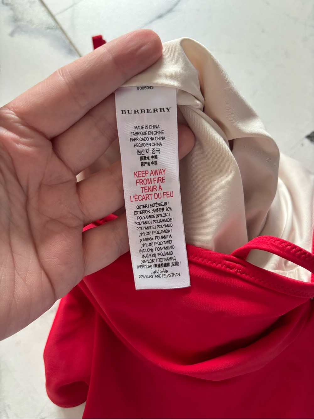 Burberry Kids Red Ruffle One-Piece Swimsuit - Picture 5 of 5